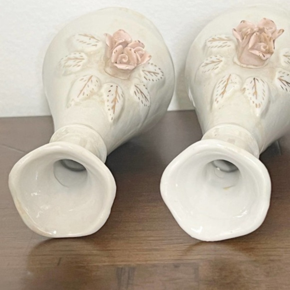 Vintage Betson’s Luster Pink Rose Bud Vase Set of 2 - Picture 7 of 8